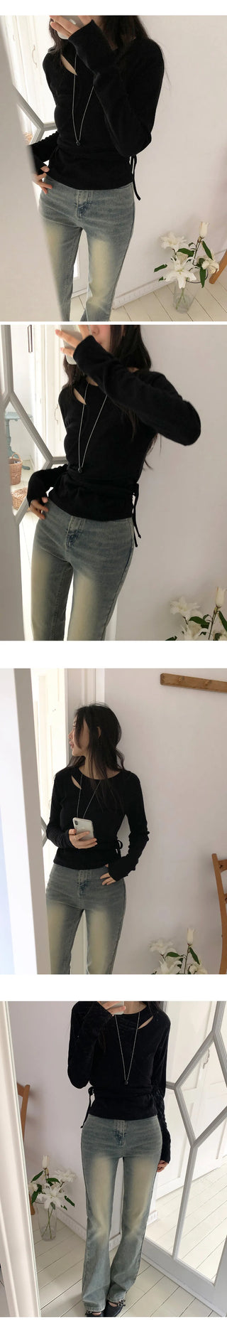 Reborns Back Pocket Washed Bootcut Denim Pants