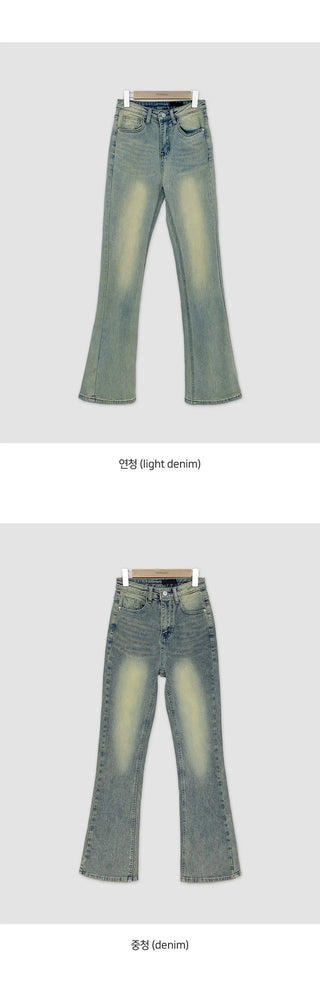Reborns Back Pocket Washed Bootcut Denim Pants