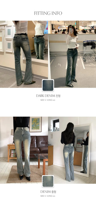 Reborns Back Pocket Washed Bootcut Denim Pants