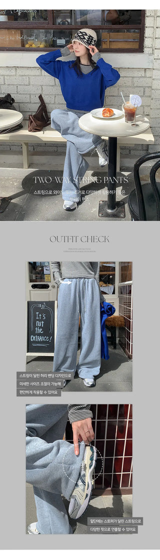 Ponov Fleece Lined Wide String Two Way Training Pants