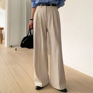 F Din Stretch Two Pintuck Tab Wide Slacks