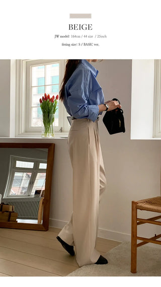 F Din Stretch Two Pintuck Tab Wide Slacks