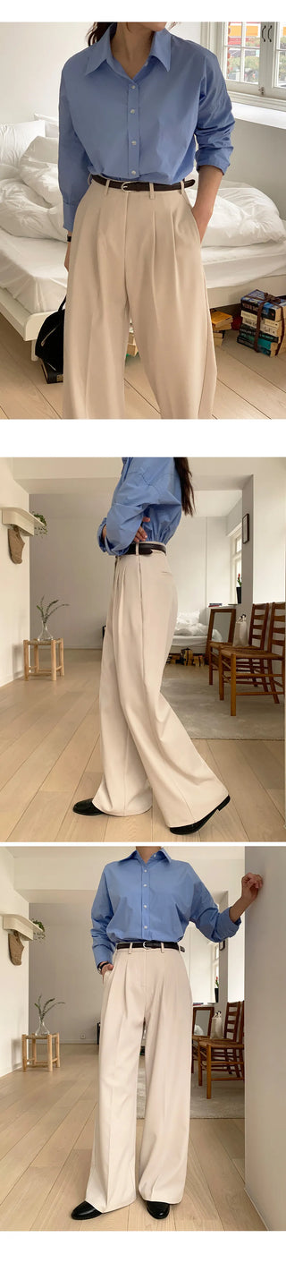 F Din Stretch Two Pintuck Tab Wide Slacks