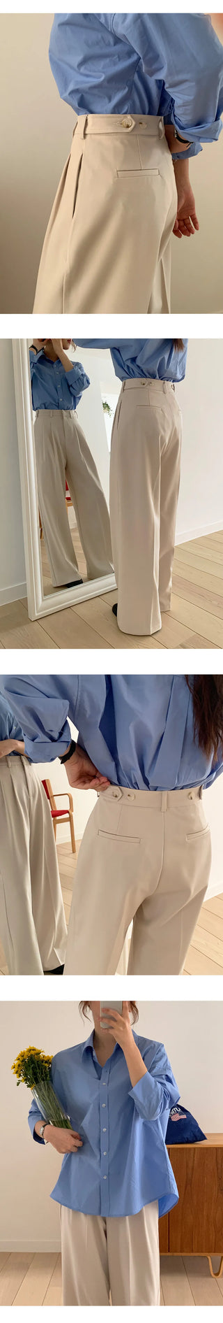 F Din Stretch Two Pintuck Tab Wide Slacks