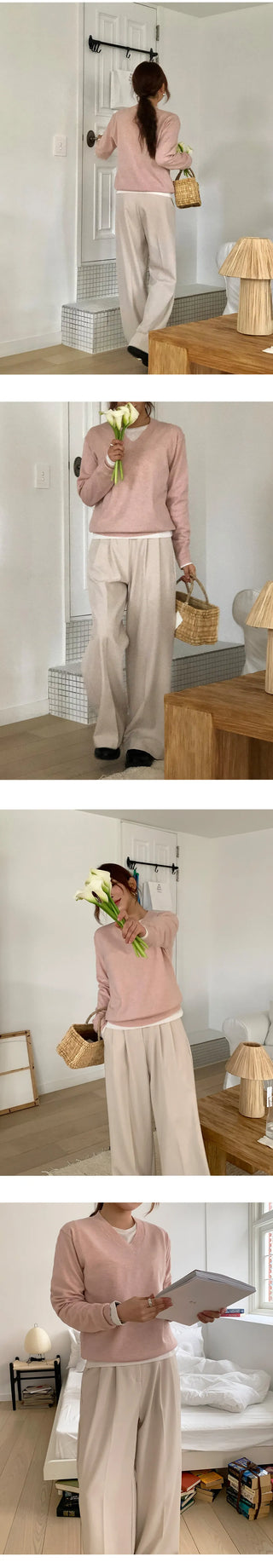 F Din Stretch Two Pintuck Tab Wide Slacks