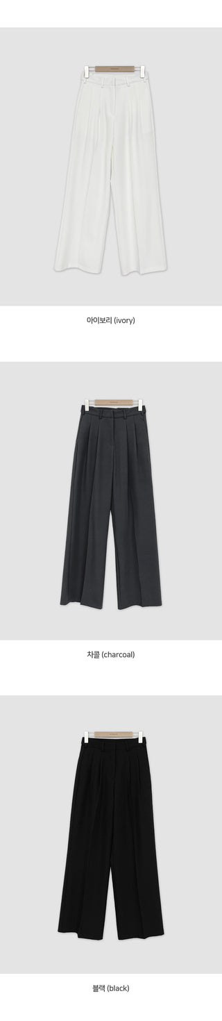 F Din Stretch Two Pintuck Tab Wide Slacks