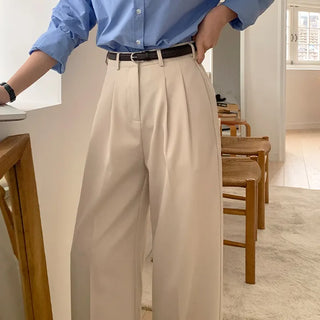 F Din Stretch Two Pintuck Tab Wide Slacks