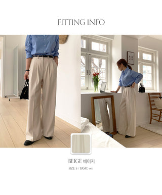 F Din Stretch Two Pintuck Tab Wide Slacks