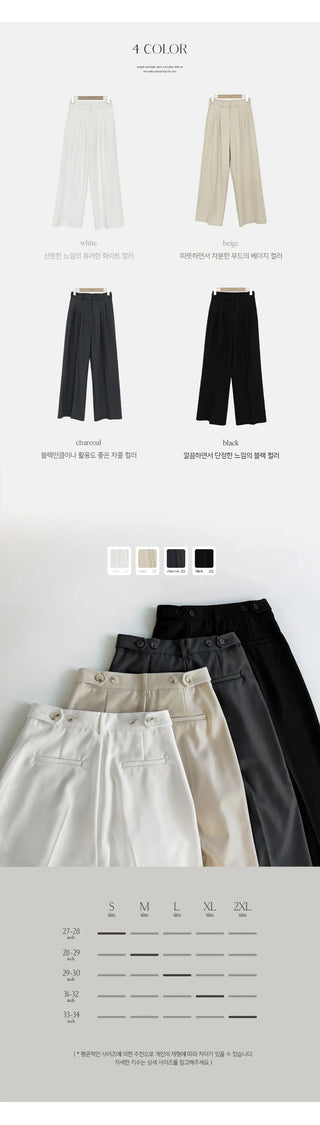 F Din Stretch Two Pintuck Tab Wide Slacks