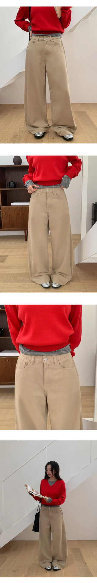 Kierin Tabi Cut Snap Button Cotton Wide Pants