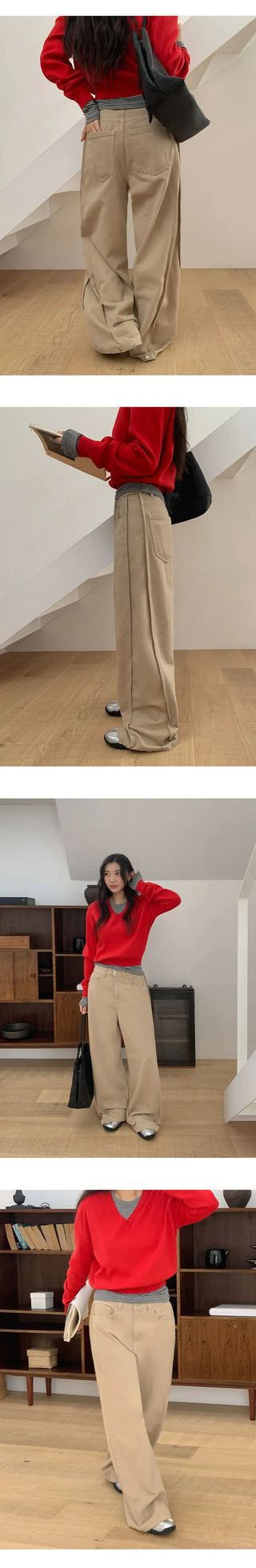 Kierin Tabi Cut Snap Button Cotton Wide Pants
