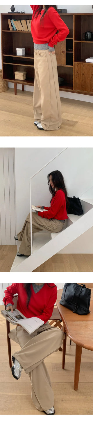 Kierin Tabi Cut Snap Button Cotton Wide Pants