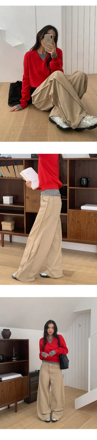 Kierin Tabi Cut Snap Button Cotton Wide Pants
