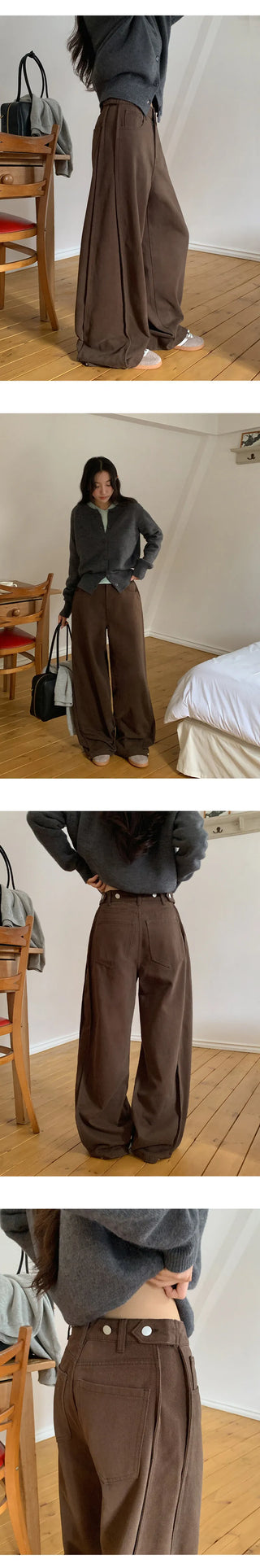 Kierin Tabi Cut Snap Button Cotton Wide Pants