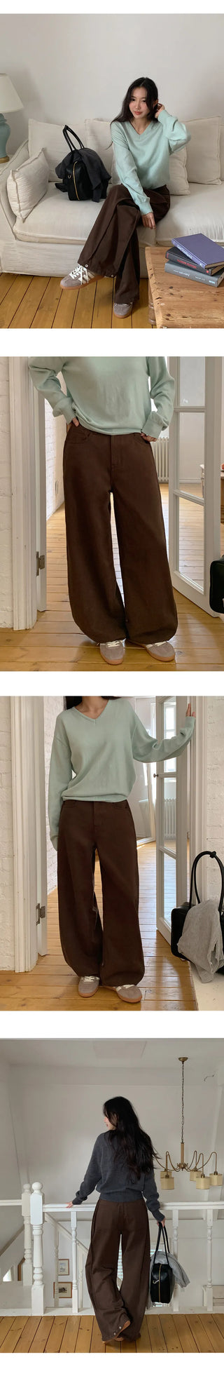 Kierin Tabi Cut Snap Button Cotton Wide Pants