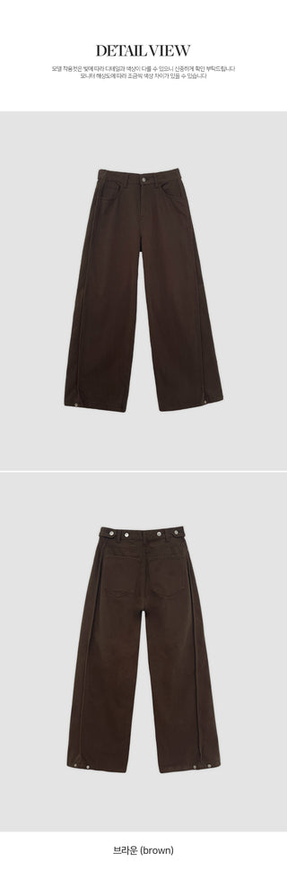 Kierin Tabi Cut Snap Button Cotton Wide Pants