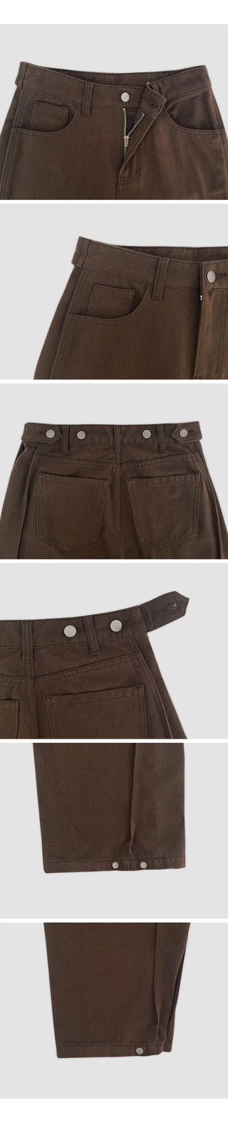 Kierin Tabi Cut Snap Button Cotton Wide Pants