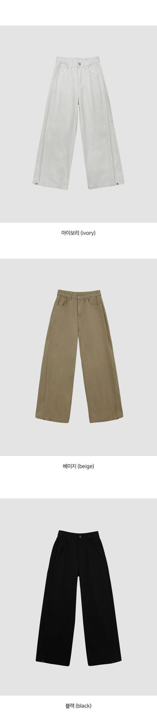 Kierin Tabi Cut Snap Button Cotton Wide Pants