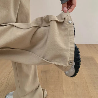 Kierin Tabi Cut Snap Button Cotton Wide Pants
