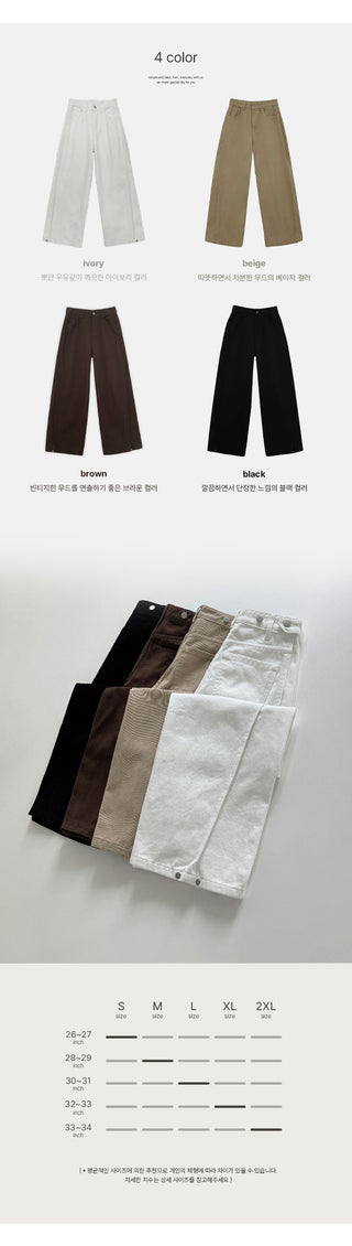 Kierin Tabi Cut Snap Button Cotton Wide Pants
