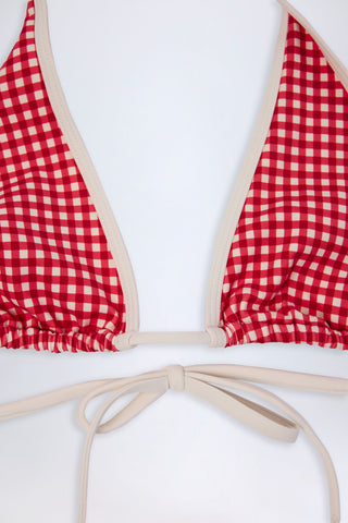 Halterneck Bikini Top in Red Gingham