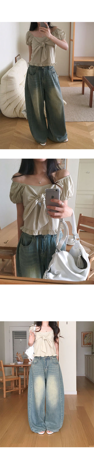 Luffy Off-Shoulder Ribbon Blouse