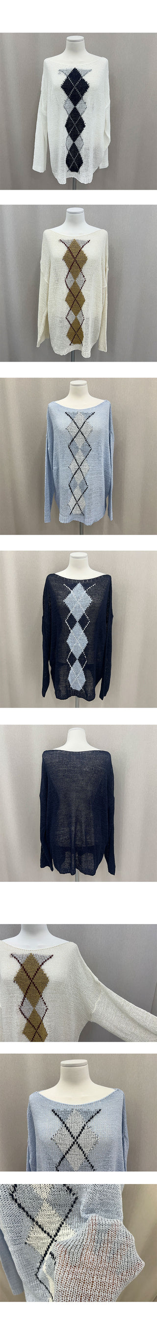 Miru Argyle See-through Summer Knit