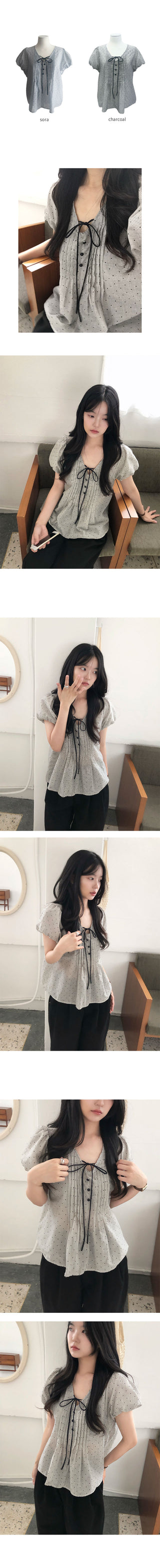 Dore Stripe Dot Blouse