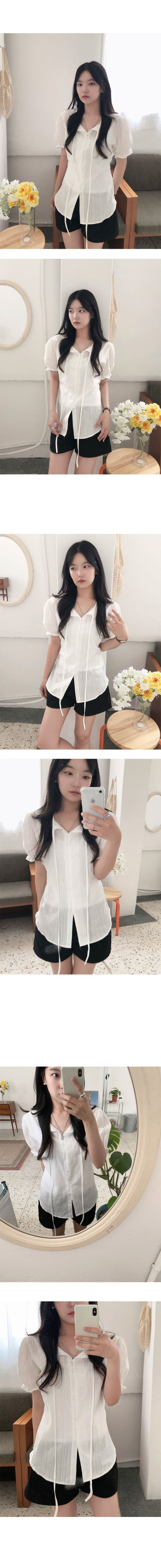 Adieu Puff Shirred Blouse
