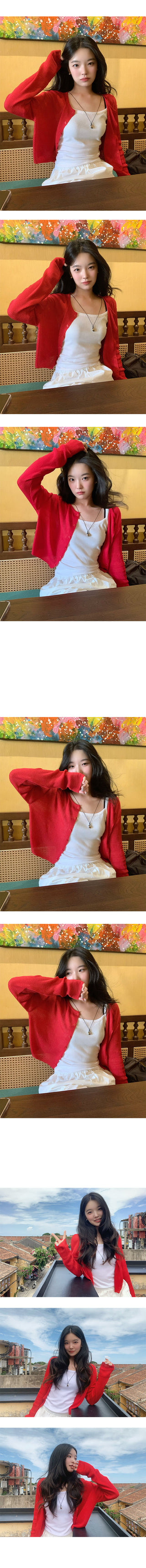 Rose Ribbed Semi-Crop Cardigan