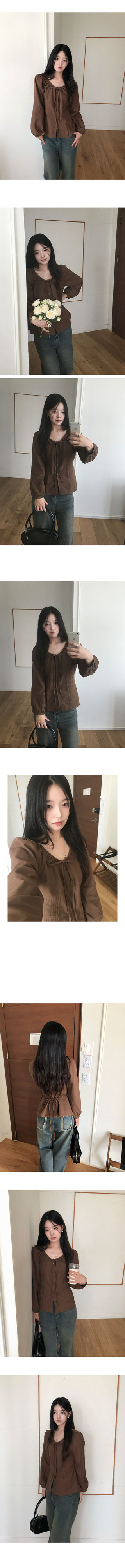 Chestnut Ribbon Pintuck Blouse