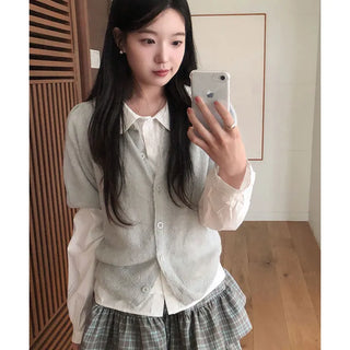 Ridge Puff Sleeve Short Knit Cardigan