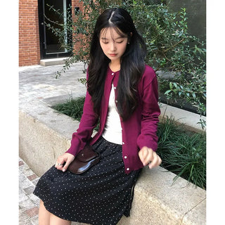Violet Hidden Button Cardigan