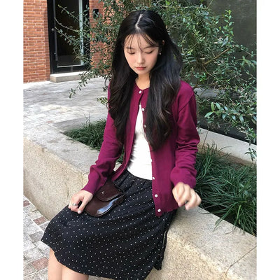 Violet Hidden Button Cardigan