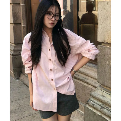 Salt Stripe Wood Button Shirt