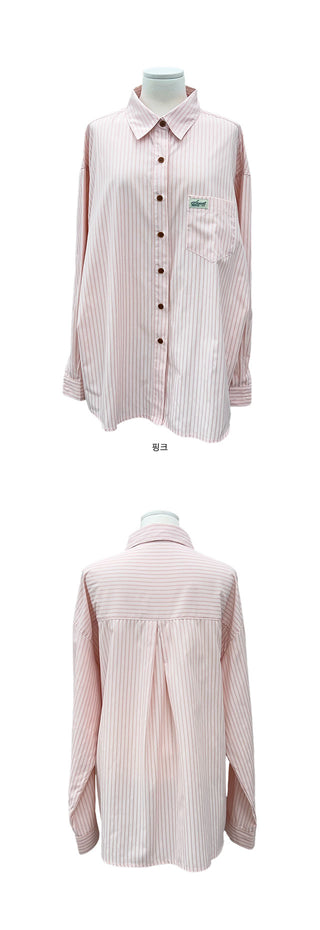 Salt Stripe Wood Button Shirt