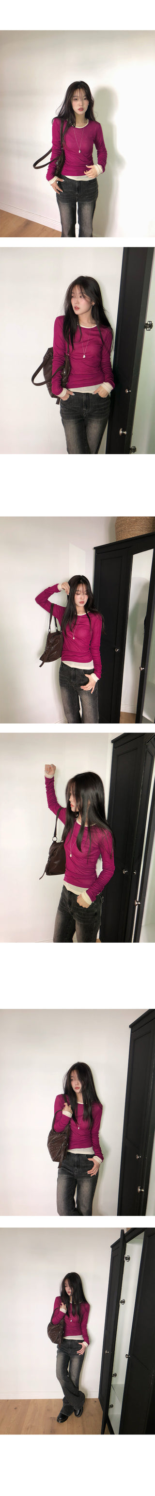 Heat Tencel See-through Round T-shirt