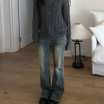Vero Back Pocket Button Washed Denim Pants