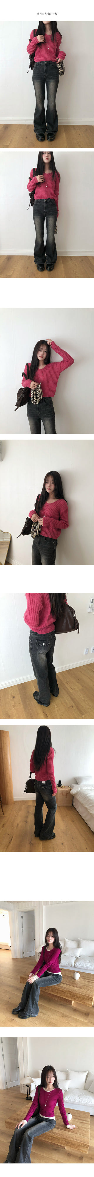 Vero Back Pocket Button Washed Denim Pants