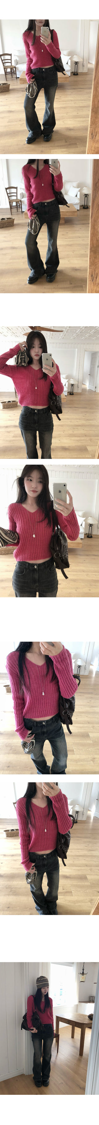 Vero Back Pocket Button Washed Denim Pants