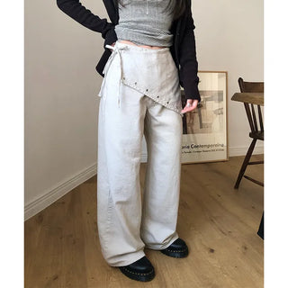 Zion Studded Point Semi-Wide Straight Fit Pants