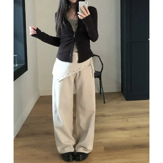 Zion Studded Point Semi-Wide Straight Fit Pants