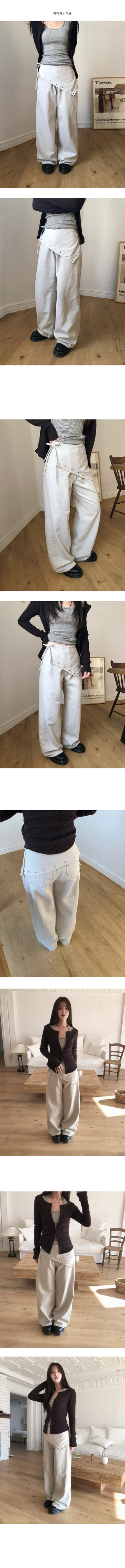Zion Studded Point Semi-Wide Straight Fit Pants