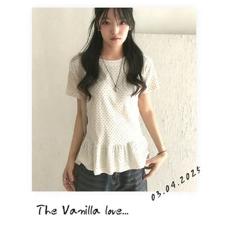 Vanilla Dot Frill Short Sleeve T-shirt