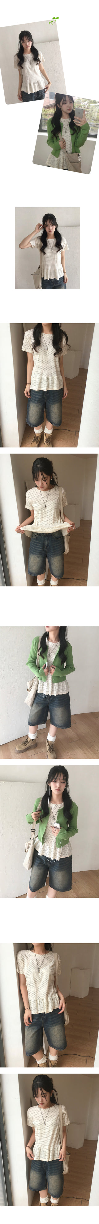 Vanilla Dot Frill Short Sleeve T-shirt