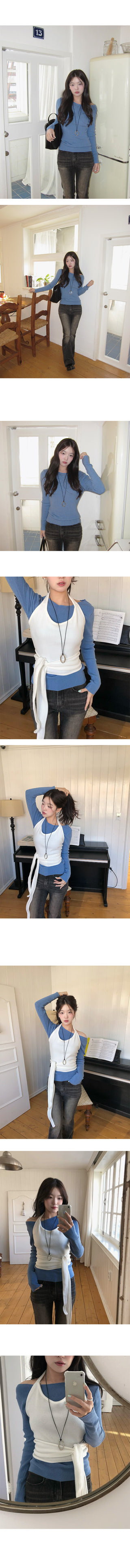 AMU Ribbed Boat Neck Off-Shoulder Knit