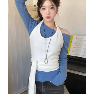 Hoi Fleece-Lined Strap Halter Sleeveless