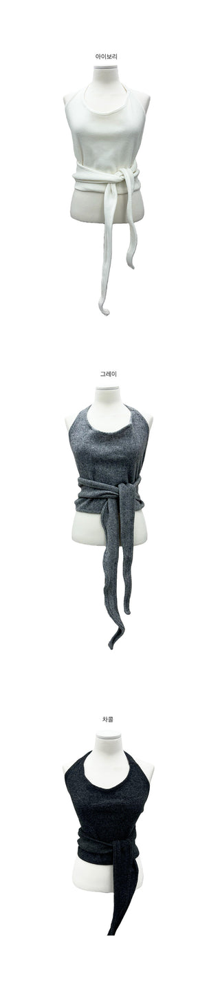 Hoi Fleece-Lined Strap Halter Sleeveless