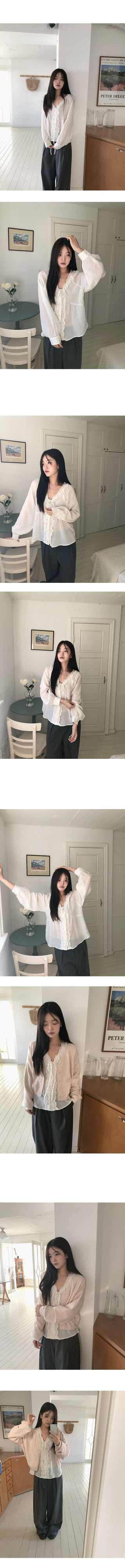 Sorbet Linen Frill See-through Blouse