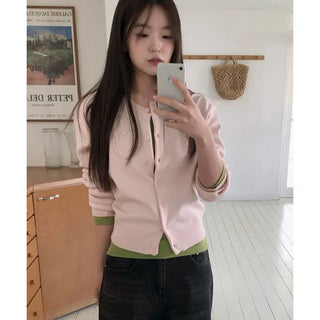 Sally Round Basic Knit Cardigan